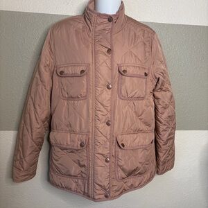 Thread & Supply Women Small Fleece Lined Quilted Utility Jacket Dusty Rose Mocha